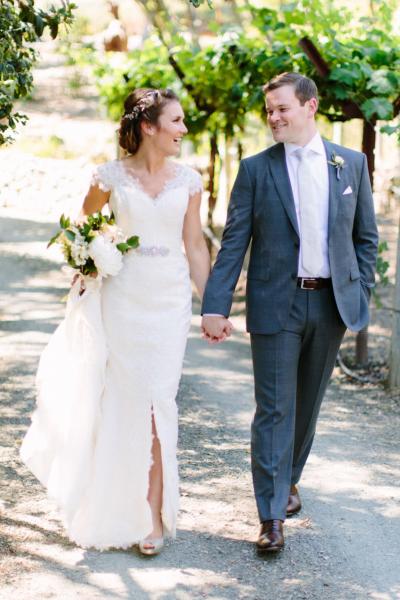 Bride wears Rita wedding dress by Amy Kuschel, Megan Clouse Photography