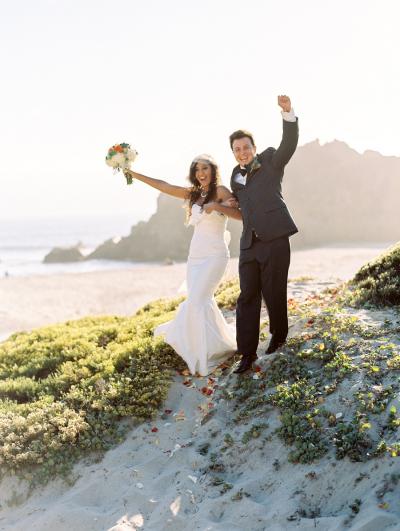 Enzo & Thea elope in Big Sur! The bride wears Amy Kuschel's Fillmore wedding gown.