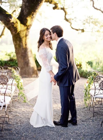 Amanda charms in Audrey at her sophisticated garden wedding in Sonoma! Photography: Jose Villa, josevilla.com. As seen on Style Me Pretty.
