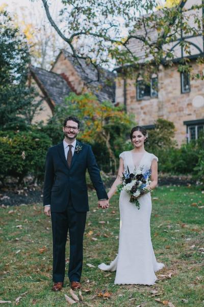 Bride wears Amy Kuschel's Starr wedding gown, made in USA. Photo: Urban South Photography