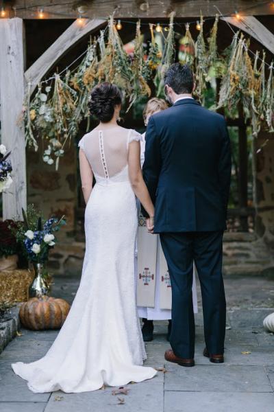Starr lace wedding gown by Amy Kuschel, made in San Francisco, California. Photo: Urban South Photography