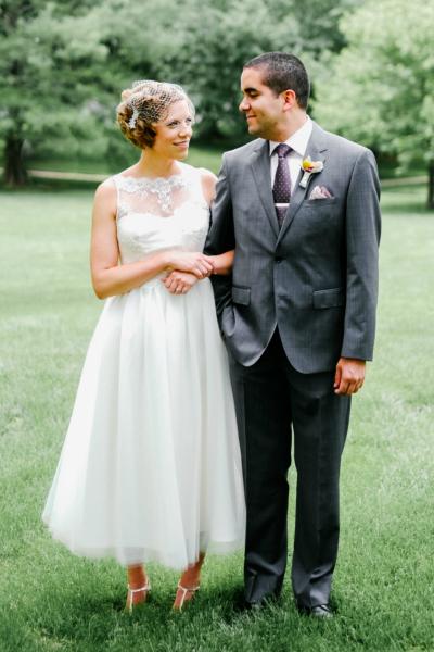 Classic with vintage appeal in Amy Kuschel's Mimosa tea length wedding dress. Photography: Rusty Wright.