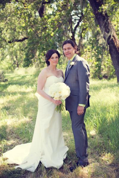 Congratulations, Cynthia and Brian! Bride wears Amy Kuschel Parfait gown.