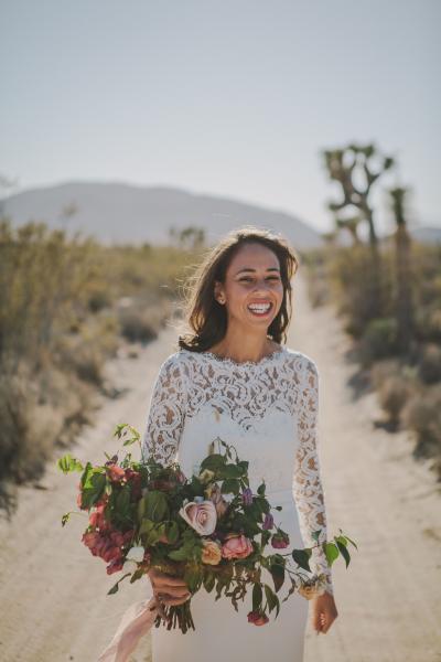 Happy bride in Jules wedding dress by Amy Kuschel, Jessica Christie Photography