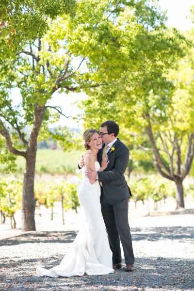 Emily wears Amy Kuschel's Kennedy wedding dress. Congratulations, Emily & Mark! Photo credit: Sabine Scherer Photography.