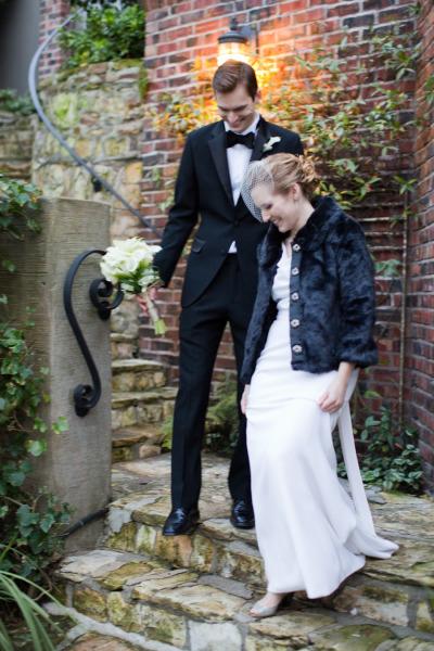 Eva & Chris married in San Francisco. Bride wears Margaret Ann by Amy Kuschel. Photo courtesy of Christina McNeill.