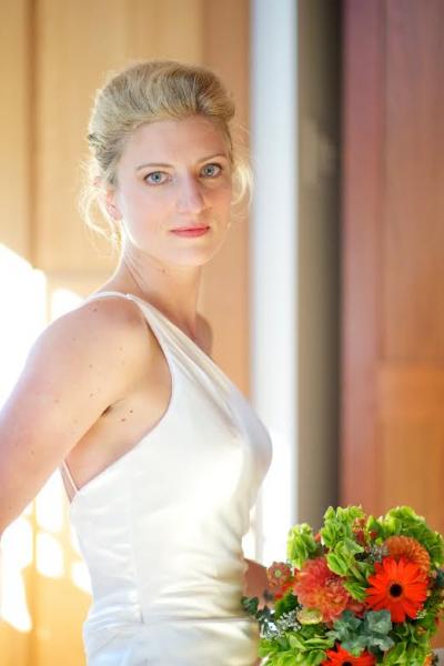 Sleek and sophisticated in Amy Kuschel's Liberty wedding dress.