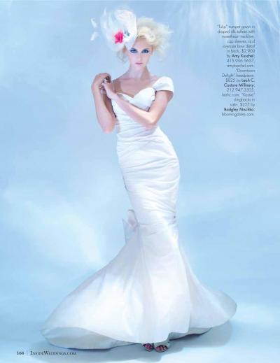 Tulip, an Amy Kuschel wedding dress in Petal Pink silk taffeta. Featured in Inside Weddings Spring 2014 "All About Allure".