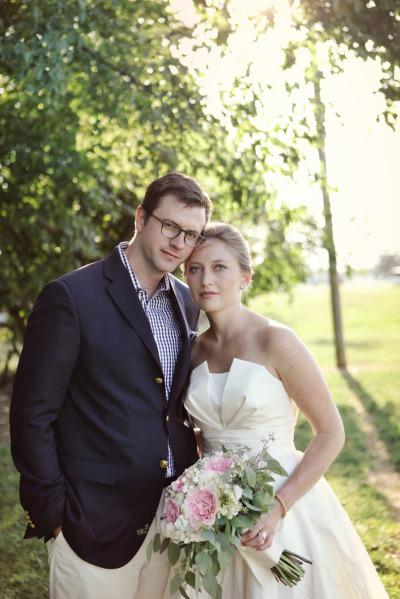 Bride is sophisticated in Mimi, an Amy Kuschel taffeta wedding gown. Photography: Amanda Julca. As seen on Style Me Pretty.