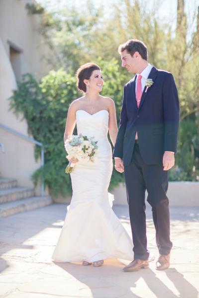 Bride wears Amy Kuschel's silk taffeta wedding dress, Tulip. Photo credit: Erica Velasco Photographers.