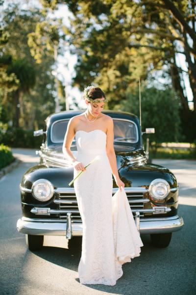 A natural beauty in Lavender, an Amy Kuschel lace wedding dress. Photography by Carmen Holt.