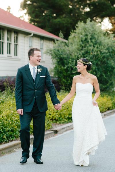 Katie is elegant in Amy Kuschel's Heritage Cotton lace wedding dress, Lavender. Photography by Carmen Holt.