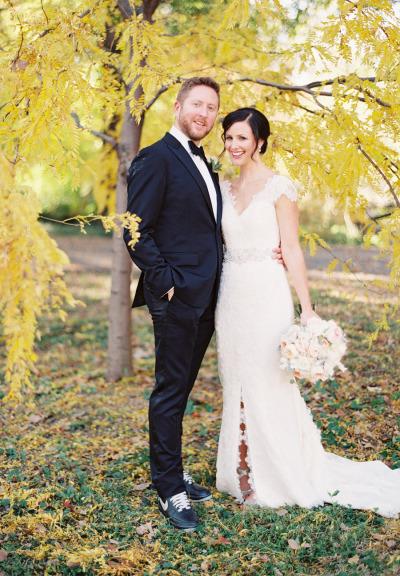 Bride wears Amy Kuschel's Rita lace wedding dress. Photography: Untamed Heart Photography, as seen on Style Me Pretty.
