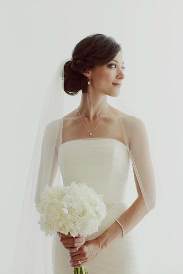 Kiyoka is perfection in layers of soft tulle. She wears Amy Kuschel's dramatic Viva wedding dress. Photography: Ben Blood Photography. As seen in 7x7.