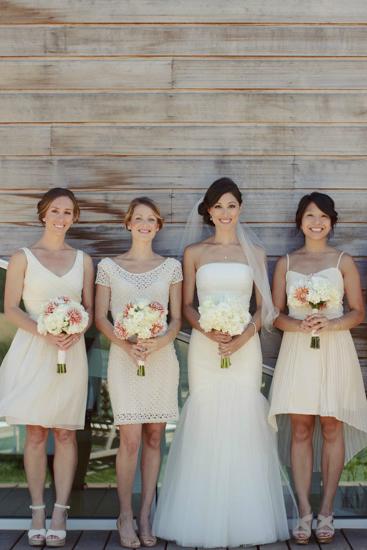 Kiyoka is stunning in Viva, an Amy Kuschel wedding dress, alongside her beautiful maids. Photography: Ben Blood Photography.