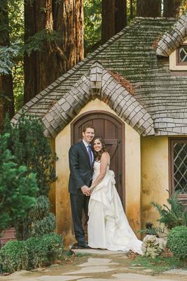 Classic A-line with a modern twist and a touch of whimsy make Amy Kuschel's Loretta wedding dress perfect for Nestldown nuptials. Photography: Carlie Statsky Photography.