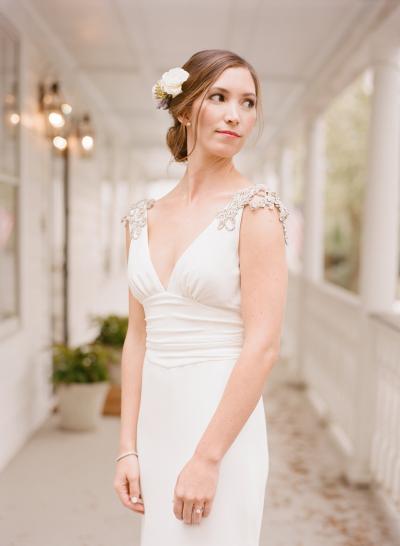 Bride wears Amy Kuschel's Avedon wedding dress, made in San Francisco. Photo by Ashley Cox Photography
