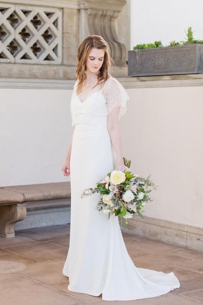 Bride said "I DO" in Amy Kuschel San Francisco's Songbird wedding dress, The Vondys Photography