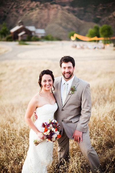Meg & Jim's wedding in Los Olivos.  Meg wears Amy Kuschel's Kennedy Gown.