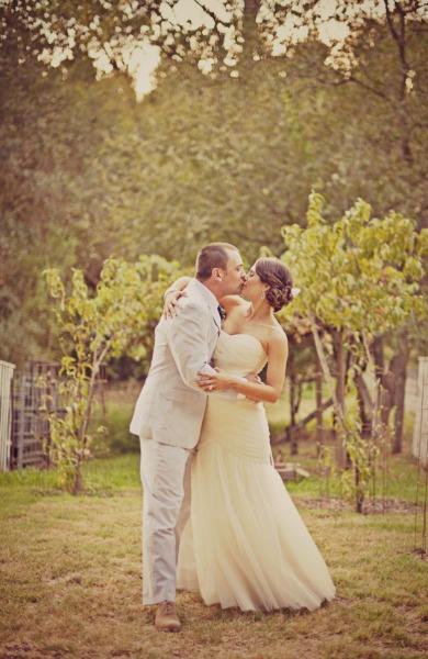 Congratulations, Meredith & Jeff! Bride married in Amy Kuschel's Viva gown. Photo courtesy of Sarah Maren Photography.