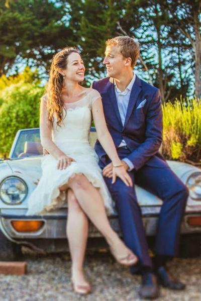 Nadia is charming with vintage appeal in Amy Kuschel's Daisy wedding dress. 