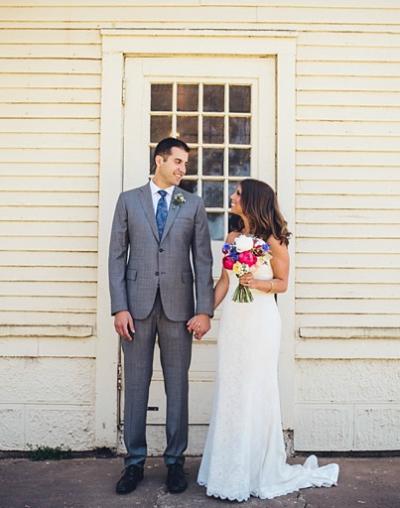 Congratulations, Rachel and Jonathon! The bride said "I Do" in Rosemary by Amy Kuschel. Photography by Ken Kienow.