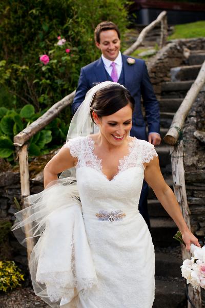 Congratulations, Sally and Eoin! Bride wears Amy Kuschel's Rita gown. Photo courtesy of Sarah Corbett Photography.