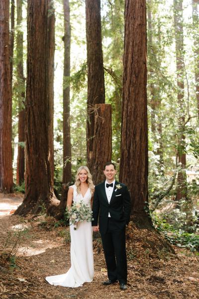 Bride wears Avedon, an Amy Kuschel wedding dress made in San Francisco. Photo by Simone Anne Photography