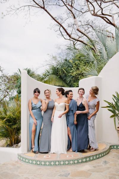 Bride wears Marina, a silk chiffon Amy Kuschel wedding gown. Photography: Taryn Baxter