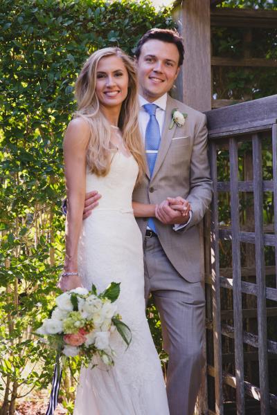 Glamorous and statuesque in Monroe, lace wedding dress by Amy Kuschel. Photography: Gina Brocker Photography.