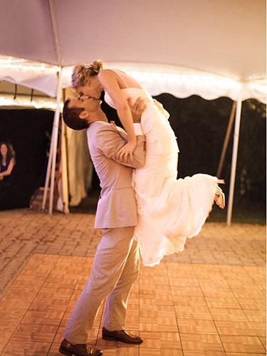 Jourdan and Andrew wed in Kentucky, as featured in Country Living Magazine. Jourdan wears Amy Kuschel's Valencia gown.
