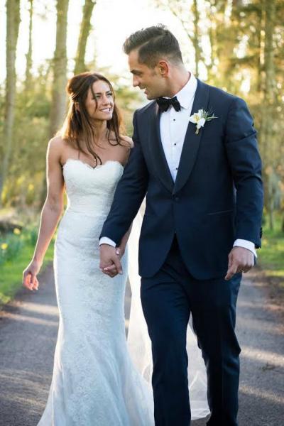 Romantic and dreamy in Rosemary, an Amy Kuschel lace wedding gown.