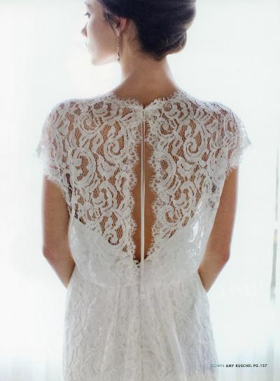 Amy Kuschel's River lace wedding dress in Today's Bride, 2015. Photo by Modern Love Photography