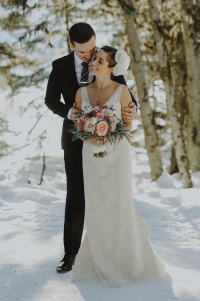 Amy Kuschel's Amelia gown at Storm Mountain Lodge in Canada. Photography: Brittany Esther Photography.