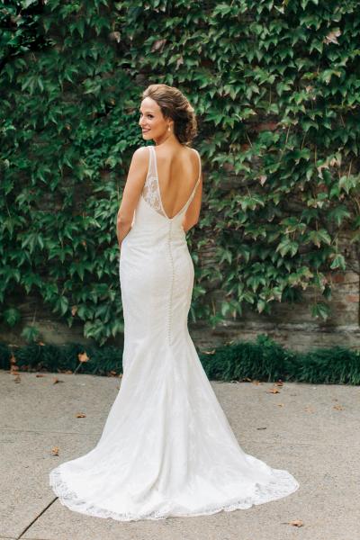 Gorgeous Garland in Malibu lace wedding dress by Amy Kuschel San Francisco, Taylor Square Photography