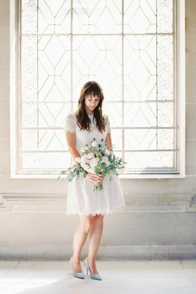 Just married! Bride said "I DO" in Amy Kuschel's Babe wedding gown. Photo by Janae Shields Photography
