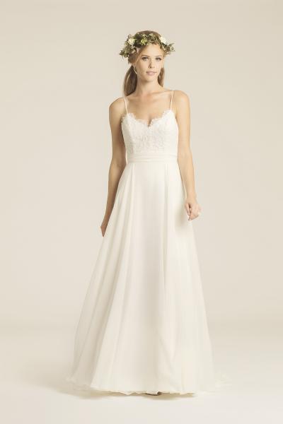 Venice lace and silk chiffon wedding gown, made in San Francisco, California by Amy Kuschel