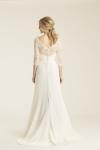Turlington silk crepe wedding gown, Cherry lace topper, Malibu sash, made in San Francisco, California by Amy Kuschel
