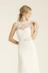Turlington silk crepe wedding gown, Monroe lace topper, Malibu sash, made in San Francisco, California by Amy Kuschel