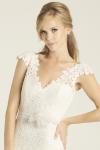 Avalon Flower Power lace wedding gown and Seaside bridal sash, made in San Francisco, California by Amy Kuschel